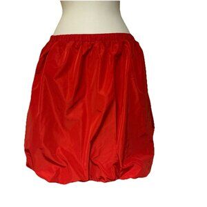 NEW Womens Red ANN TAYLOR LOFT Poplin Ruched Bubble Mini Skirt Pockets Small NWT